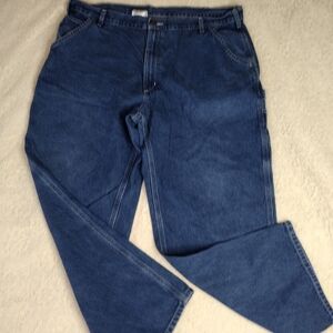 Men's Carhartt size 42 x 30 blue denim Carpenter work jeans 100% Cotton